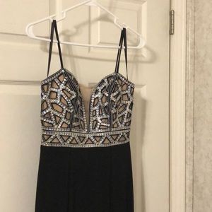 Black and silver prom dress